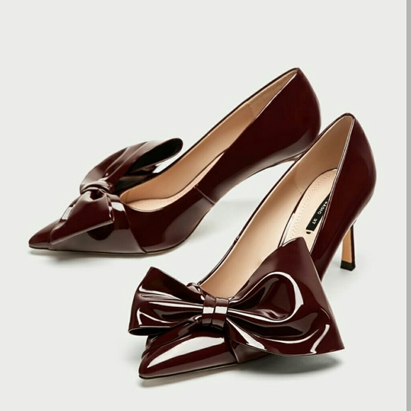 Zara Faux Patent Court shoes with bow 6 or 6.5 - Picture 6 of 8
